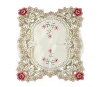Embroidered Cloth Holder Standard Size Embroidered Cloth Holder(Rose red) | Floral embroidery, elegant lace texture, soft fabric for touch, fits standard boxes, living room decor