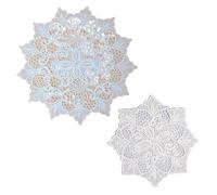 Embroidered Coaster 2pcs Embroidery Lace Coasters, Insulated Bowl Mats, Bedside Table Mats, Tablecloths, Circular Hollowed Out Placemats(White-04,15CM)