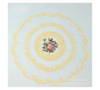 Embroidered Coaster 4pcs Embroidered Dinning Table Cloth Elegant Round Lace Tablecloth Coffee Coasters Party Wedding Decoration(Beige)