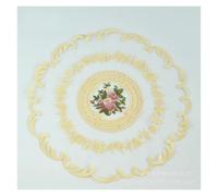 Embroidered Coaster 4pcs Embroidered Dinning Table Cloth Elegant Round Lace Tablecloth Coffee Coasters Party Wedding Decoration(Apricot)