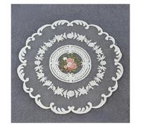 Embroidered Coaster 4pcs Embroidered Dinning Table Cloth Elegant Round Lace Tablecloth Coffee Coasters Party Wedding Decoration(White)