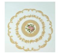 Embroidered Coaster 4pcs Embroidered Dinning Table Cloth Elegant Round Lace Tablecloth Coffee Coasters Party Wedding Decoration(Camel)