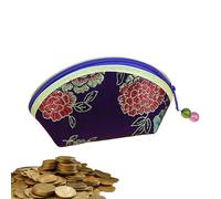 Embroidered Coin Pouch - Chinese Embroidered Wallet with Zipper Closure, Handmade Flower Change Wallet | Small Vintage Coin Bag for Women, Birthday Gift, Travel, Daily Use, or Traditional Decoration