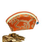 Embroidered Coin Pouch - Chinese Embroidered Wallet with Zipper Closure, Handmade Flower Change Wallet | Small Vintage Coin Bag for Women, Birthday Gift, Travel, Daily Use, or Traditional Decoration