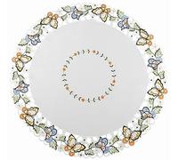 Embroidered Colorful Butterfly on Ivory, Round Doily, Table Centre Piece Decoration, Round Table Runner (33 Inch Round)
