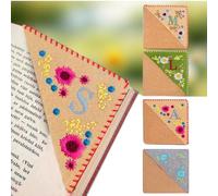 Embroidered Corner Bookmark with Initial, Handmade Fabric Page Marker for Readers, Personalized Book Corner Gift for Women, Friends, Journal Use, Autumn, S