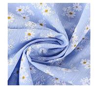 Embroidered Cotton Fabric 3/5/10yard Daisy Flower Print Weaving Jacquard Cotton Fabric Material for Sewing Dress,Shirt,Baby Cloth,White,Blue,Pink,by Yard (Color : 5 Blue, Size : 145cmx3yard)