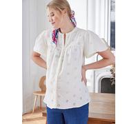 Embroidered Cotton Gauze Blouse, Maternity & Nursing Special ecru