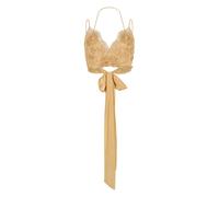 Embroidered Cropped Top - female - Alberta Ferretti - Sleeveless Tops - Yellow - S - Tops S