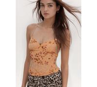 Embroidered Detail Sleeveless Top Party Occasion- Orange Tanks Everyday The Label Orange M