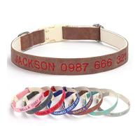Embroidered Dog Collar Personalized with Name & Phone - Pet Collar for Small & Large Dogs - 8Thread Color Choices (XS-XL)(F,S)