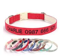 Embroidered Dog Collar Personalized with Name & Phone - Pet Collar for Small & Large Dogs - 8Thread Color Choices (XS-XL)(D,S)