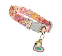 Embroidered Dog Collar Soft Cute Lace Embroidery Adjustable Lead with Bell