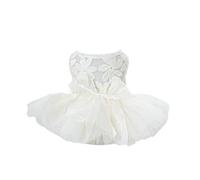 Embroidered Dog Dress for Small Dog,Girl Puppy Tutu Dress with Leash Ring,Cat Apparel,Chihuahua Yorkie Clothes for Birthday Wedding (Medium, Champagne) PzY492 (C, M)