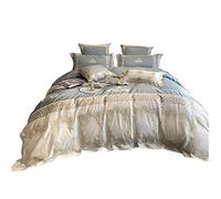 Embroidered Double-strand Long-staple Cotton Four-piece Suit European Style Stitching Quilt Cover High-end Pure Cotton Bedding (Color : A, Size : 1.5m) (A 1.5m)