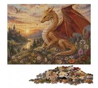 Embroidered Dragon in Garden Wooden Jigsaw Puzzle 500 Pieces, Hobby Gift | Jigsaw Puzzle - structured assembly from border to image details alone or together.