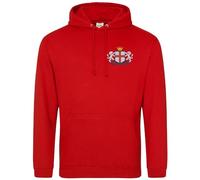 Embroidered England Emblem Hoodie Men Rugby England Supporters Nations Hooded Top, S, Red