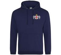 Embroidered England Emblem Hoodie Men Rugby England Supporters Nations Hooded Top, XL, Navy