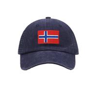 Embroidered Flag of Norway Baseball Cap Norway Flag Cowboy Mesh Sun Hats Norwegian Trucker Hat for Men Women Navy Blue