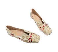 Embroidered Flats For Women, Comfortable Satin Casual Mules House Flat Slippers Floral Embroidered Acupressure Slippers Women Slip On Ballerina Flat Shoes