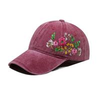 Embroidered Floral Baseball Cap for Women, Adjustable Washed Cotton Hat, Casual Summer Cap for Outdoor Travel and Everyday Wear, 58-62cm