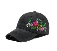 Embroidered Floral Baseball Cap for Women, Adjustable Washed Cotton Hat, Casual Summer Cap for Outdoor Travel and Everyday Wear, 58-62cm