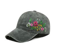 Embroidered Floral Baseball Cap for Women, Adjustable Washed Cotton Hat, Casual Summer Cap for Outdoor Travel and Everyday Wear, 58-62cm