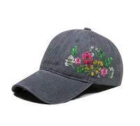 Embroidered Floral Baseball Cap for Women, Adjustable Washed Cotton Hat, Casual Summer Cap for Outdoor Travel and Everyday Wear, 58-62cm