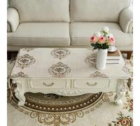 Embroidered Floral Coffee Tablecloth Rectangle Table Cloth with Tassels and Pockets Dust Cover for Dresser Table Washing Machine Dryer Refrigerator Top Decoration 50x160cm