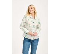 Embroidered Floral Cotton Shirt - Green - 14
