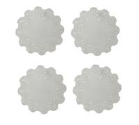 Embroidered Floral Doilies Pack of 4 Scallop Edge Design Traditional Table Linen White (30cm)