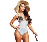 Embroidered Flower Backless One-Piece Swimsuit Women Goddiva S