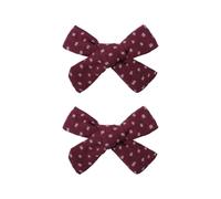 Embroidered Flower Bowtie Hair Clip Set of 2 for Student Kids Cotton Fabric Secure Grip Comfortable Wear Side Barrettes Girl Barrettes