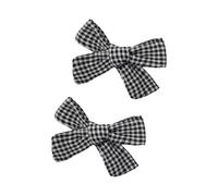 Embroidered Flower Bowtie Hair Clip Set of 2 for Student Kids Cotton Fabric Secure Grip Comfortable Wear Side Barrettes Girl Barrettes