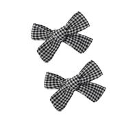 Embroidered Flower Bowtie Hair Clip Set of 2 for Student Kids Cotton Fabric Secure Grip Comfortable Wear Side Barrettes Bowknot Hair Clip for Kids Girl