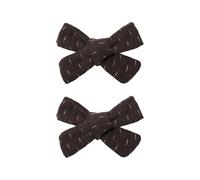 Embroidered Flower Bowtie Hair Clip Set of 2 for Student Kids Cotton Fabric Secure Grip Comfortable Wear Side Barrettes Bowknot Hair Clip for Kids Girl