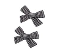 Embroidered Flower Bowtie Hair Clip Set of 2 for Student Kids Cotton Fabric Secure Grip Comfortable Wear Side Barrettes Girl Barrettes