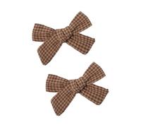 Embroidered Flower Bowtie Hair Clip Set of 2 for Student Kids Cotton Fabric Secure Grip Comfortable Wear Side Barrettes Girl Barrettes