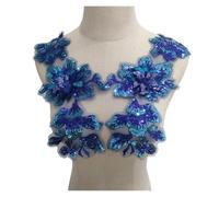 Embroidered Flower Fabric Patches 1 Pair Sequin Flower Embroidered Lace Patch DIY Sewing Cloth Applique Collar Patches Dress Decoration(Color 1)