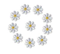 Embroidered Flower Fabric Patches 10PCS Embroidered Sew Iron on Patches White Flowers Badges Daisy 4CM for Bag Jeans Hat T Shirt DIY Appliques Craft Decoration