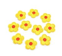 Embroidered Flower Fabric Patches 10Pcs/ Lot Polyester Cartoon Flower Ironing Embroidery Cloth Sticker Patches Clothing on Dress Bags Applique DIY Decoration(Yellow)