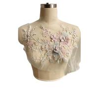 Embroidered Flower Fabric Patches 3D Embroidered Sewing on Patches for Clothing Flower Lace Patch Wedding Party Gown Bridal Dress Fabric Appliques DIY Repair(Light Green)