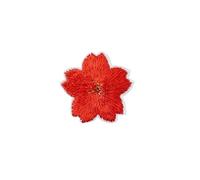 Embroidered Flower Fabric Patches 5pcs Colorful Cherry Blossoms Patches Clothe Embroidery Applique Sewing Supplies Decorative Pink Green Blue Red Sakura(Color 10)
