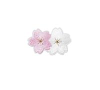 Embroidered Flower Fabric Patches 5pcs Colorful Cherry Blossoms Patches Clothe Embroidery Applique Sewing Supplies Decorative Pink Green Blue Red Sakura(Color 15)