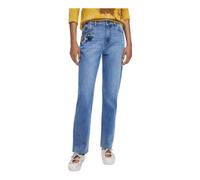 Embroidered Flower Jeans - female - Desigual - Straight Fit Jeans - Blue - L - Jeans L