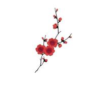 Embroidered Flower On Patch 1pc Fabric Plum Blossom Applique | Flower Embroidered Iron on Patches Dress Clothing Applique(Red-01)