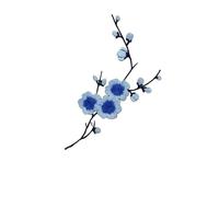 Embroidered Flower On Patch 1pc Fabric Plum Blossom Applique | Flower Embroidered Iron on Patches Dress Clothing Applique(Blue-01)