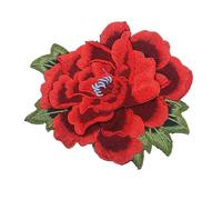 Embroidered Flower On Patch 1pc Peony Flower Embroidery Patch | Floral Applique Decorative Patches DIY Sewing Fabric(Red)