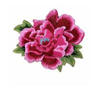 Embroidered Flower On Patch 1pc Peony Flower Embroidery Patch | Floral Applique Decorative Patches DIY Sewing Fabric(Rose Red)