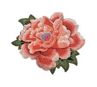 Embroidered Flower On Patch 1pc Peony Flower Embroidery Patch | Floral Applique Decorative Patches DIY Sewing Fabric(Orange)